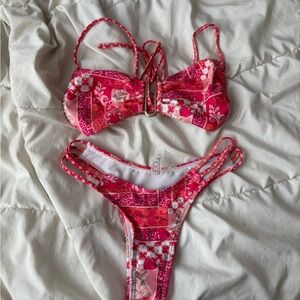 SHEIN Pink Patterned Two-Piece Bikini Set